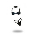 Motto10butik Siyah Harness Takım Deri Zımbalı Halkalı Bralet Seti - APFT1298 Kırmızı-2XL/3XL