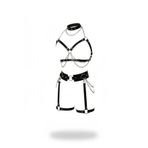 Motto10butik Siyah Harness Takım Zincir Detaylı Deri Yüksek Yaka Jartiyer Seti - APFT486 Siyah-L/XL