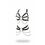 Motto10butik Siyah Harness Takım Zincir Detaylı Metal Halka Aksesuarlı - APFT1260 Haki-L/XL