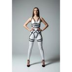 Motto10butik Siyah Jartiyer Harness Deri Vücut Çapraz Bağlı - APFT502 Kırmızı-4XL-5XL