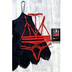 Motto10butik String - Sütyen Lastik Harness Takım - APFT144 Kırmızı-2XL/3XL