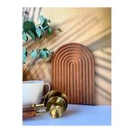 Mottogo Boho Ahşap Oymalı Yarım Gökkuşağı Dekoratif Sunum Tepsisi | Sunumluk Açık 25X18CM