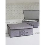 Mottogo Keçe Kapaklı Baza Hurcu, Çok Amaçlı Düzenleyici Organizer Kapaklı Kutu 50X40X19 cm - Gri