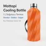 Mottopi Soğutucu Saplı Termos Turuncu– 1 L Cooling Bottle Dondur Doldur Soğut, Buzsuz Soğuk Su Termosu, Soğutucu Şişe, Taşınabilir Sıvı Soğutucu - 1 lt