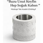 Mottopi Tek Kadeh Ehlikeyf Kilim Motifli, Termojelli Donarak Soğutan-Mermer Renk