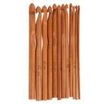 MOTUZP 12 Adet 6 Bambu Saplı Tığ Kanca Seti, Ahşap Tığ Kanca Ergonomik Tığ Kanca Seti, Örgü El Sanatları Örgü İğnesi Örgü Tığ Işi Için Tıknaz İplik, Kilim, Battaniye