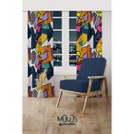 Moud's Artboard 2 Desenli Fon Perde, 70 x 260 cm, 2 Kanat, Genç Odası Oturma Odası, Süet Baskılı