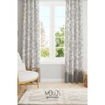 Moud's Beyaz Kalpler Desenli Süet Oturma Odası Salon Fon Perde Baskılı Ekstrafor Büzgü 2 Kanat PRD-1043 - Renkli - 140 x 200 cm