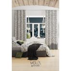 Moud's Beyaz Kalpler Desenli Süet Oturma Odası Salon Fon Perde Baskılı Ekstrafor Büzgü 2 Kanat PRD-1043 - Renkli - 150 x 250 cm