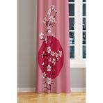 Moud's Blossom Japan 1 Desenli Süet Fon Perde, 70x250 cm, Baskılı Ekstrafor Büzgü, Tek Kanat, Oturma Odası Salon