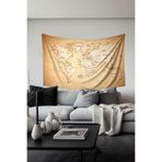 Moud's Dünya Haritası Desenli Duvar Örtüsü, 140 x 200 cm, Süet Dokulu Tapestry