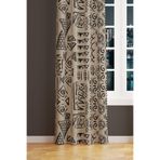 Moud's Egypt Desenli Süet Oturma Odası Salon Fon Perde, Dijital Baskılı, Ekstrafor Büzgü, Tek Kanat, 70x250 cm
