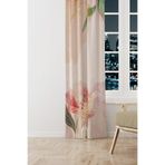 Moud's Flower Art Desenli Süet Fon Perde, 150x260 cm, Baskılı, Tek Kanat, Oturma Odası Salon