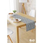 Moud'S Gri Flora Serisi Desenli Baskılı Süet Runner Masa Örtüsü