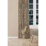 Moud's Leopar Desenli Fon Perde, 150x260 cm, Salon Oturma Odası, Süet Dijital Baskılı, Tek Kanat