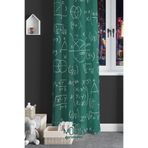 Moud's Matematik Desenli Fon Perde, 70 x 270 cm, Genç Odası Oturma Odası, Süet Dijital Baskılı, Ekstrafor Büzgü, Tek Kanat