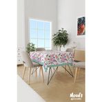 Moud'S Pembe Mavi Çiçekler Desenli Süet Dertsiz Masa Örtüsü
