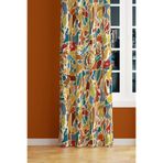 Moud's Renkli Fırça Darbesi Desenli Süet Fon Perde, 70 x 260 cm, Tek Kanat, Oturma Odası Salon