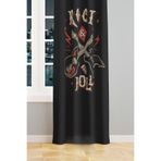 Moud's Rock'n Roll Desenli Fon Perde, 140 x 270 cm, Tek Kanat, Genç Odası Oturma Odası, Siyah