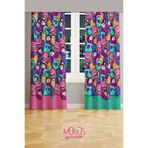 Moud's Sevimli Emoji Desen Fon Perde, 140x250 cm, 2 Kanat, Genç Odası Oturma Odası, Süet Baskılı Ekstrafor Büzgü