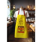Moud's Süet Kumaş Family Food Yemek Desenli Mutfak Önlüğü, Aşçı Önlüğü, Garson Önlüğü, Restoran Önlük