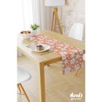 Moud'S Turuncu Yaz Çiçekleri Desenli Baskılı Süet Runner Masa Örtüsü
