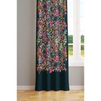 Moud's Violet Desenli Süet Baskılı Fon Perde, 70 x 270 cm, Tek Kanat, Oturma Odası Salon