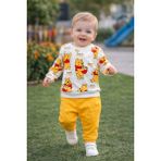 Mou&kou %100 Pamuk Baskılı Bebek Takımı 6-12-18 Ay – Uzun Kollu Sweatshirt Pantolon 2’li Set - Sarı