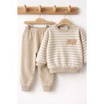Mou&kou Bebek Pamuklu 2’li Takım – Sweatshirt ve Alt Seti, Yumuşak Konforlu Günlük Kıyafet - 6-9 M - Bej
