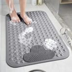 Moulaelos Kaymaz duş paspası, 70 x 40 cm kaymaz banyo paspası, vantuzlu, duş altlığı, konforlu masaj, kaymaz mat, duş, makinede yıkanabilir, gri