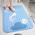 Moulaelos Kaymaz duş paspası, 70 x 40 cm kaymaz banyo paspası, vantuzlu, duş altlığı, konforlu masaj, kaymaz mat, duş, makinede yıkanabilir, mavi