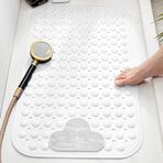 Moulaelos Kaymaz duş paspası, 70 x 40 cm, vantuzlu kaymaz banyo paspası, duş paspası, konforlu masaj, kaymaz paspas, duş, makinede yıkanabilir, beyaz