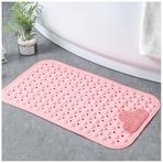 Moulaelos Kaymaz duş paspası, 70 x 40 cm, vantuzlu kaymaz banyo paspası, duş paspası, konforlu masaj, kaymaz paspas, duş, makinede yıkanabilir, pembe