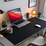 Mouse Pad Büyük Ölçü - Desk Mat Geniş Ebad - Masa Matı – 100 cm × 420 cm – Jet Siyah XL Mouse Pad – PU Deri - Gamer Kaymaz Taban - Ofis Masa Aksesuar