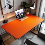Mouse Pad Büyük Ölçü - Desk Mat Geniş Ebad - Masa Matı – 120 cm × 320 cm – Orange Siyah XL Mouse Pad – PU Deri - Gamer Kaymaz Taban - Ofis Masa Aksesuar - Turuncu