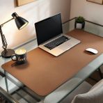 Mouse Pad Büyük Ölçü - Desk Mat Geniş Ebad - Masa Matı – 80 cm × 100 cm – Saddle Kahverengi Siyah XL Mouse Pad – PU Deri - Gamer Kaymaz Taban - Ofis Masa Aksesuar - Sarı