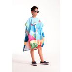 MoveBeach Unisex Çocuk Mavi Bornoz Havlu Panço
