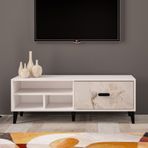 Movemo 130 cm TV Sehpası Beyaz-Mola Mermer