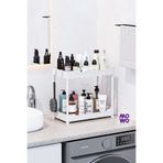 MOWO 2 Katlı Beyaz Banyo Rafı, Banyo Düzenleyici, Dolap Tezgah Altı Evye Altı Deterjanlık, Mutfak Rafı