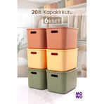 MOWO 20 Litre 6 Adet Mix Kapaklı Saklama Kutusu, Dolap Düzenleyici, Sepet, Organizer Oyuncak kutusu