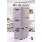 MOWO 3 Adet BigBox Kulplu 20 Lt Gri Dolap Düzenleyici Saklama Kutusu Sepet Organizer Oyuncak kutusu