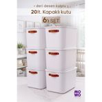 MOWO 6 Adet BigBox Kulplu 20 Lt Beyaz Dolap Düzenleyici Saklama Kutusu Sepet Organizer Oyuncak kutusu