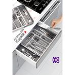 MOWO Gri Çift Taraflı Uzayabilen Çekmece Düzenleyici, Pratik Çekmece Içi Kaşıklık Organizer
