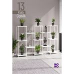 Mowo Home 13 Katlı Beyaz Çiçeklik Saksılık Dekoratif Saksı Standı Balkon Teras Salon Saksı Rafı 40x33 cm