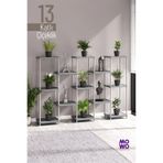 Mowo Home 13 Katlı Gri Çiçeklik Saksılık Dekoratif Saksı Standı Balkon Teras Salon Saksı Rafı 40x33 cm