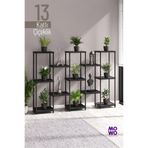 Mowo Home 13 Katlı Siyah Çiçeklik Saksılık Dekoratif Saksı Standı Balkon Teras Salon Saksı Rafı 40x33 cm