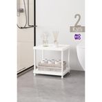 Mowo Home 2 Katlı Beyaz 40x33 Plastik Banyo Rafı Sehpa, Tezgah Altı Raf, Havuz Bahçe Balkon Masa Sehpa