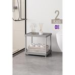 Mowo Home 2 Katlı Gri 40x33 Plastik Banyo Rafı Sehpa, Tezgah Altı Raf, Havuz Bahçe Balkon Masa Sehpa