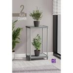 Mowo Home 2 Katlı Gri Çiçeklik Saksılık Dekoratif Saksı Standı Balkon Teras Salon Saksı Rafı 40x33 cm