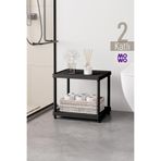 Mowo Home 2 Katlı Siyah 40x33 Plastik Banyo Rafı Sehpa, Tezgah Altı Raf, Havuz Bahçe Balkon Masa Sehpa